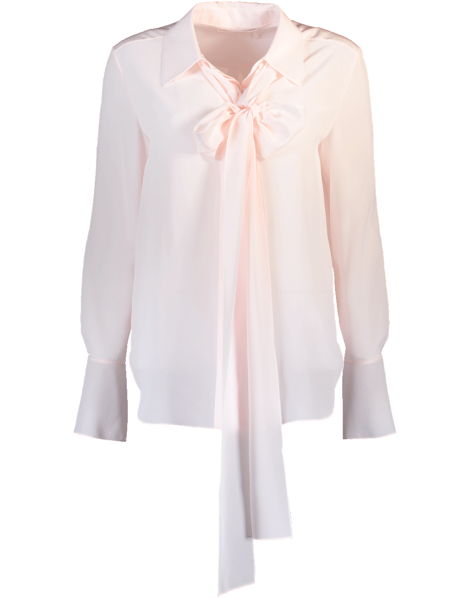 Pink Silk Blouse with Elegant Neck Tie