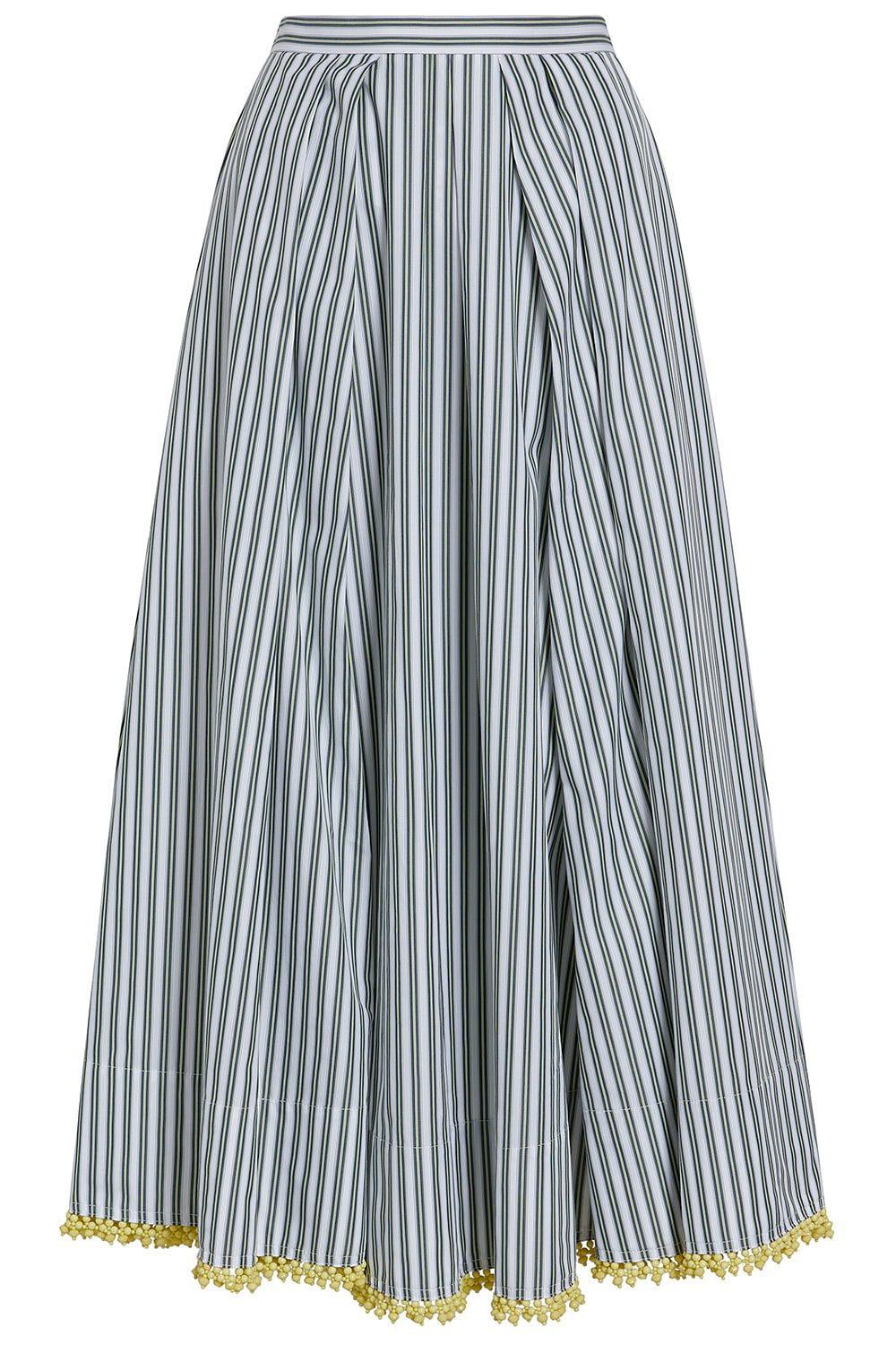 Stylish Women's A-Line Skirt with Green Stripe Design