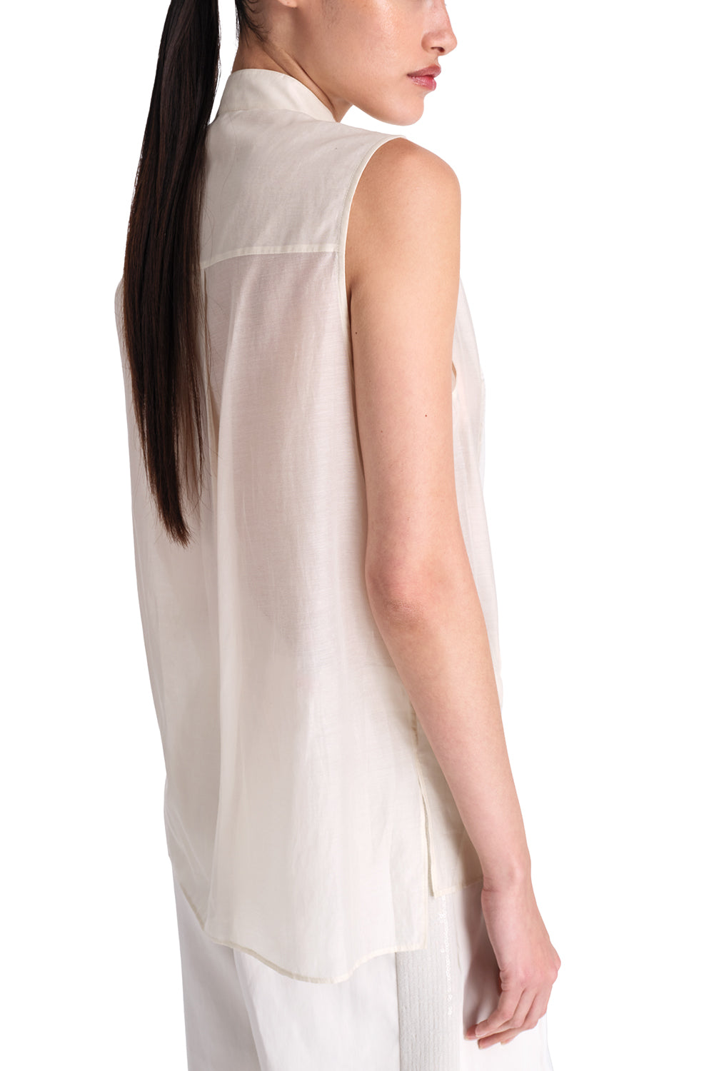 Ivory Adele Crinkle Top - 78% Cotton, 22% Silk, Made in USA