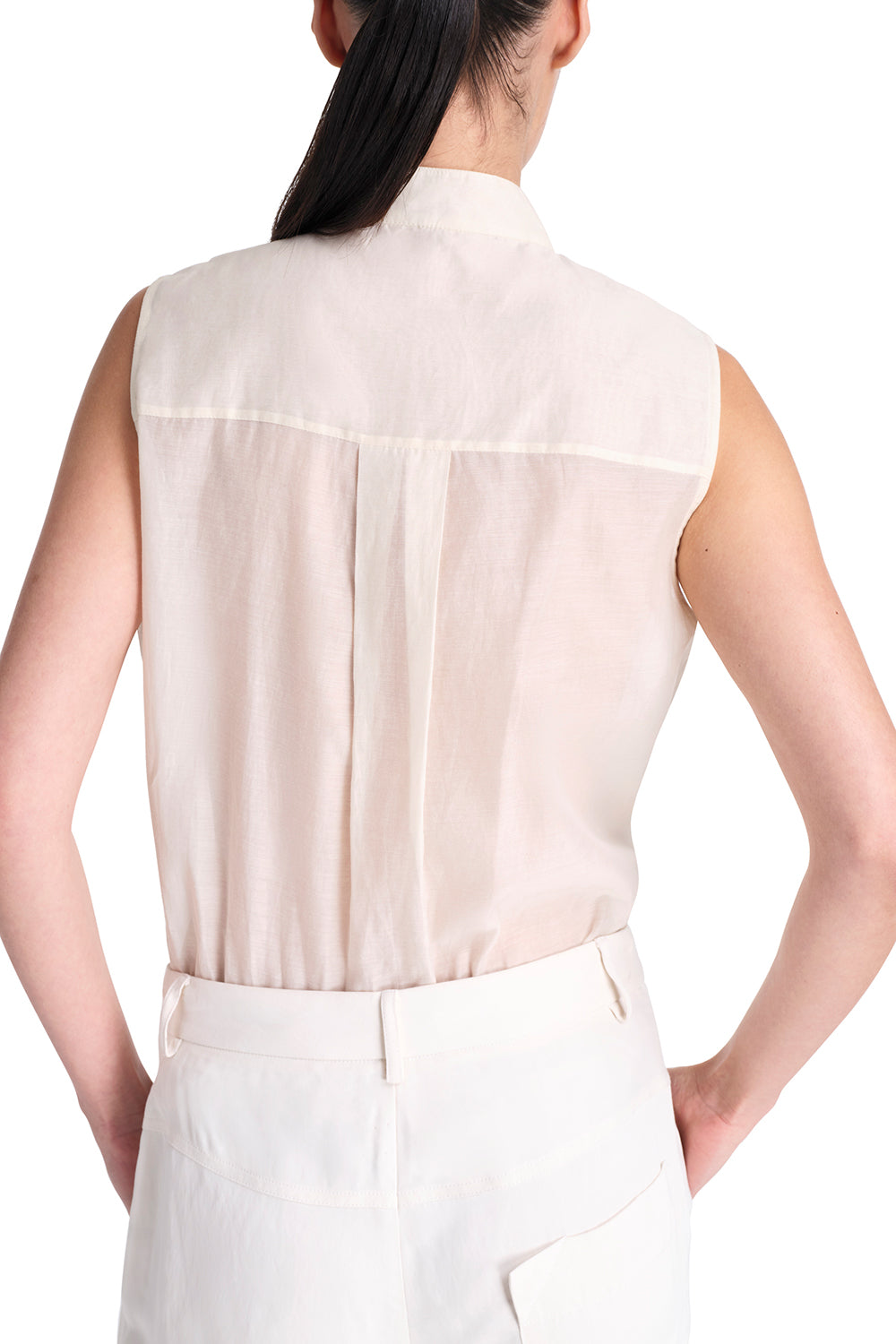 Ivory Adele Crinkle Top - 78% Cotton, 22% Silk, Made in USA