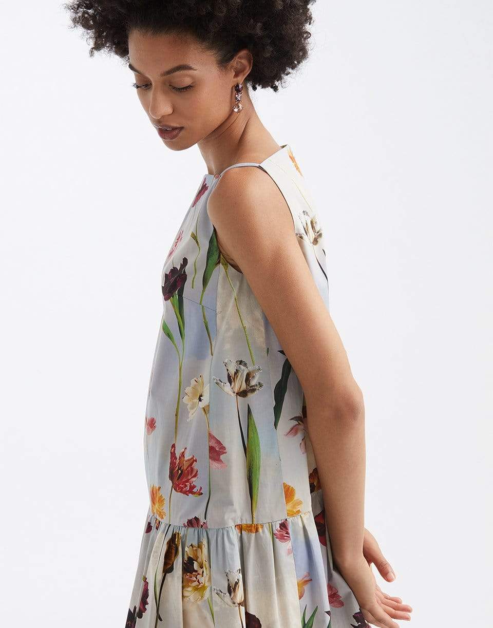 Stylish A-Line Dress with Floral Bow Design