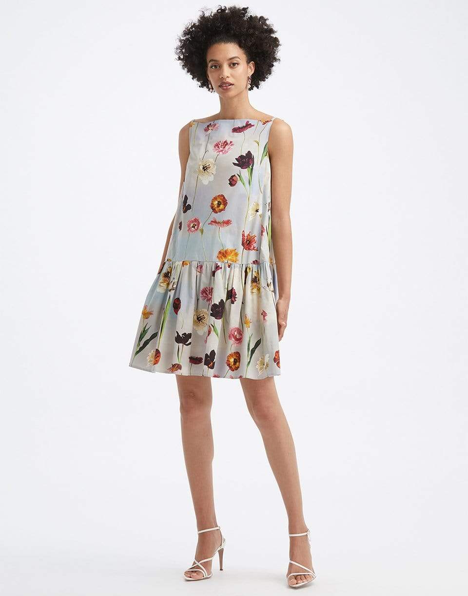 Stylish A-Line Dress with Floral Bow Design